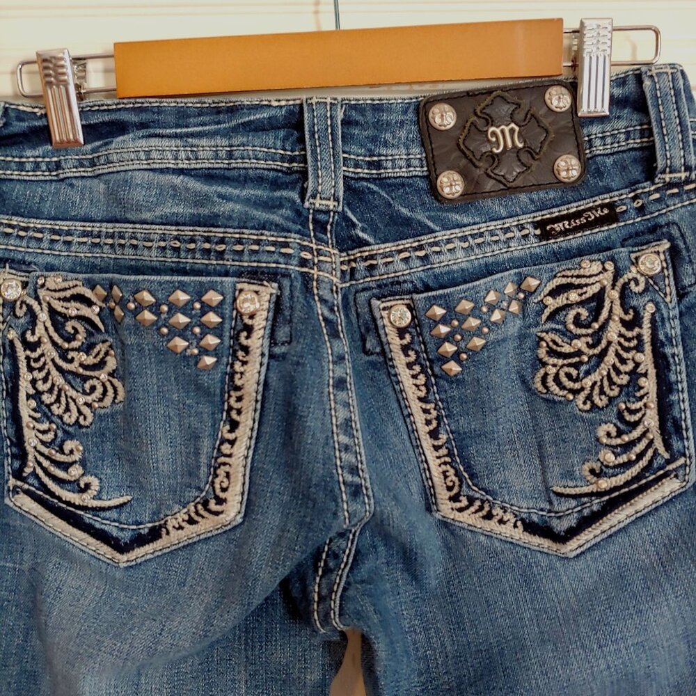 Miss Me Blingy Paisley Pockets Rocker Biker Metal Cheick Pants 29